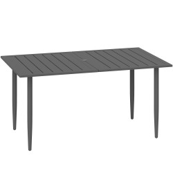 Puutarhapöytä ulkokäyttöön teräs 150 x 90 cm varjoaukolla musta