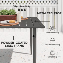 Puutarhapöytä ulkokäyttöön teräs 150 x 90 cm varjoaukolla musta