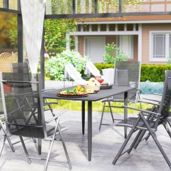 Puutarhapöytä ulkokäyttöön teräs 150 x 90 cm varjoaukolla musta