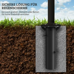 Aurinkovarjon maahan asennettava jalka kuumasinkittyä metallia 16,5 x 16,5 x 40 cm tummanharmaa