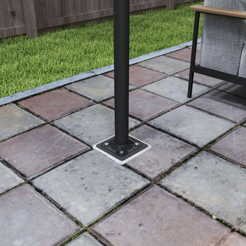 Aurinkovarjon maahan asennettava jalka kuumasinkittyä metallia 16,5 x 16,5 x 40 cm tummanharmaa