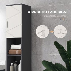 Kylpyhuonekaappi säädettävillä hyllyillä, lastulevy, 30x30x183 cm, vaaleanharmaa/tummanharmaa