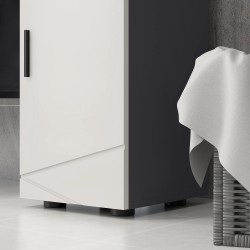 Kylpyhuonekaappi laatikolla ja säädettävällä hyllyllä 30x30x82 cm, harmaa