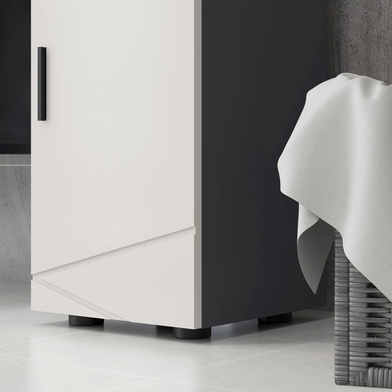 Kylpyhuonekaappi laatikolla ja säädettävällä hyllyllä 30x30x82 cm, harmaa