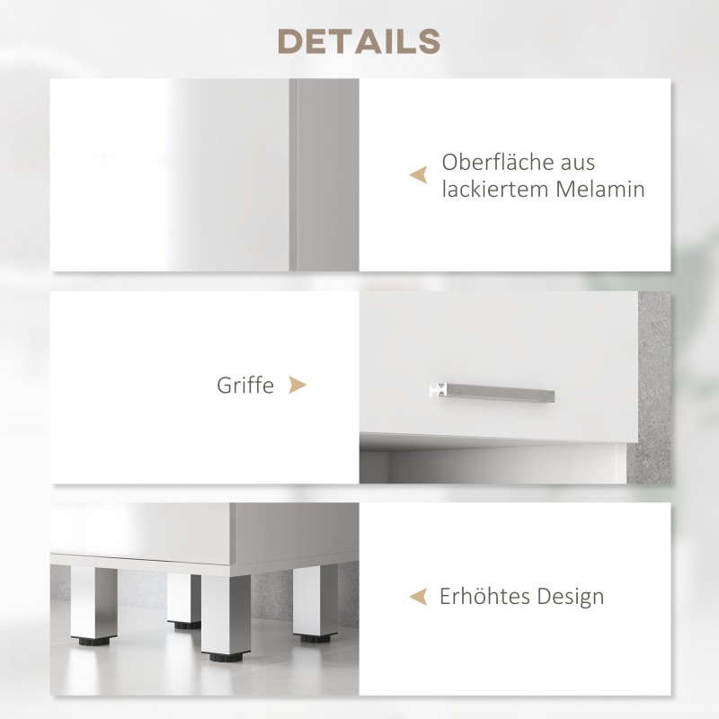 Kylpyhuonekaappi hyllyillä ja laatikolla 30 x 30 x 180 cm melamiinia valkoinen korkeakiilto