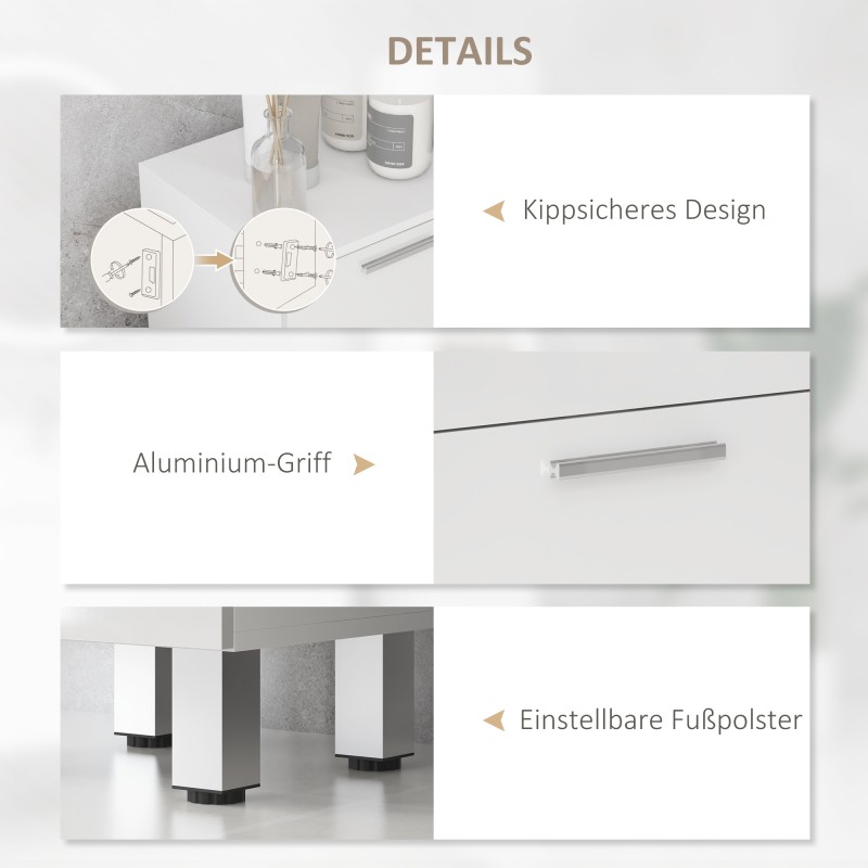 Kylpyhuonekaappi 4 laatikolla, lastulevyä, 30 x 30 x 93 cm, valkoinen