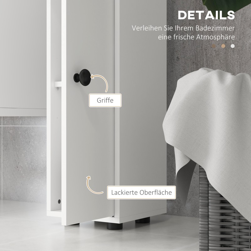 Kylpyhuonekaappi lastulevyä 180x20x20 cm, 4 avointa hyllyä ja laatikko, valkoinen