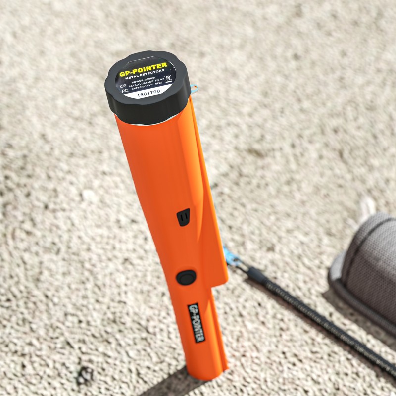 Käsikäyttöinen metallinetsin aikuisille, vedenkestävä tunnistuspää, LED, ääni- ja värinähälytys, oranssi