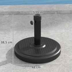 Aurinkovarjon jalusta 22 kg pyöreä sementti/HDPE musta, Ø48 cm, sopii 38–48 mm varjonrungoille