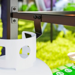 Ulkokeittiön grillaus- ja tarjoiluvaunu, ruostumaton teräs, 2 tasoa, 102 x 56 x 81 cm, tummanharmaa/hopea