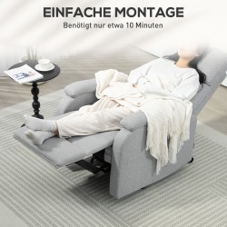 Lepotuoli / recliner olohuoneeseen, säädettävä selkänoja ja jalkatuki, harmaa