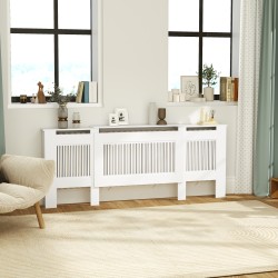 Patterinsuojakotelo lamellidesign MDF 125–201 x 19 x 81,5 cm valkoinen