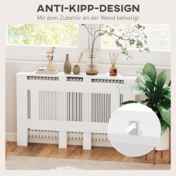 Patterinsuojakotelo lamellidesign MDF 125–201 x 19 x 81,5 cm valkoinen