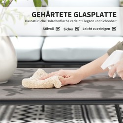 Polyrottinki puutarhakalustesetti ulos, 4 osaa, teräsrunko, lasipöytä, ruskea/tummanharmaa