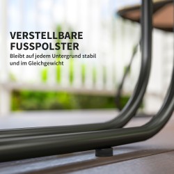 Polyrottinki puutarhakalustesetti ulos, 4 osaa, teräsrunko, lasipöytä, ruskea/tummanharmaa