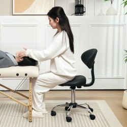 Työtuoli selkänojalla ja pyörillä, korkeussäädettävä 83–98 cm, keinonahka, musta