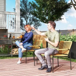 Parvekekalustesetti 3-osainen rottinki teräsrunko ulkokäyttöön 2 tuolia ja pöytä harmaa