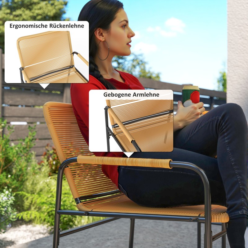 Parvekekalustesetti 3-osainen rottinki teräsrunko ulkokäyttöön 2 tuolia ja pöytä harmaa