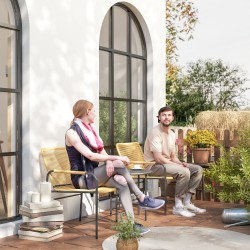 Parvekekalustesetti 3-osainen rottinki teräsrunko ulkokäyttöön 2 tuolia ja pöytä harmaa