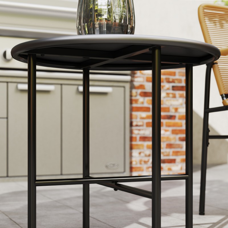 Parvekekalustesetti 3-osainen rottinki teräsrunko ulkokäyttöön 2 tuolia ja pöytä harmaa