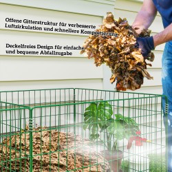 Kompostikehikko ulkokäyttöön teräs 270 x 90 x 70 cm 1680 l 3-osainen vihreä