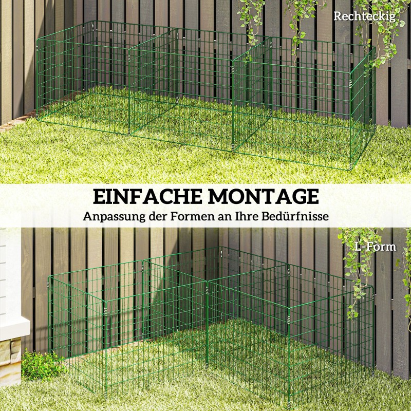 Kompostikehikko ulkokäyttöön teräs 270 x 90 x 70 cm 1680 l 3-osainen vihreä