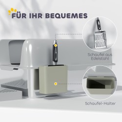 Kissanvessa ruostumatonta terästä korkeilla reunoilla 60×40×29 cm vaaleanharmaa