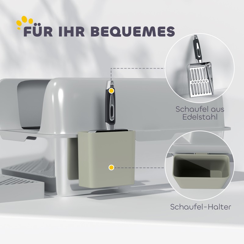 Kissanvessa ruostumatonta terästä korkeilla reunoilla 60×40×29 cm vaaleanharmaa