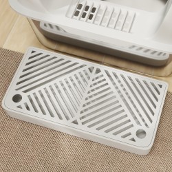 Kissanvessa ruostumatonta terästä korkeilla reunoilla 60×40×29 cm vaaleanharmaa