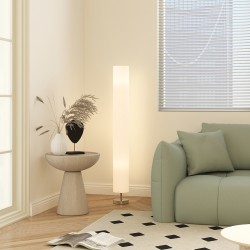 Lattiavalaisin olohuoneeseen, valkoinen polyesterivarjostin, ruostumaton teräs, 14 x 14 x 120 cm, 2x E27