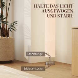 Lattiavalaisin olohuoneeseen, valkoinen polyesterivarjostin, ruostumaton teräs, 14 x 14 x 120 cm, 2x E27