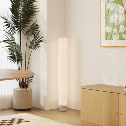 Lattiavalaisin olohuoneeseen, valkoinen polyesterivarjostin, ruostumaton teräs, 14 x 14 x 120 cm, 2x E27