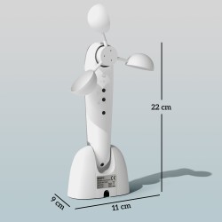 Tuuli- ja auringonsensori sähkömarkiisille, ulkosensori 22 x 11 x 9 cm, valkoinen
