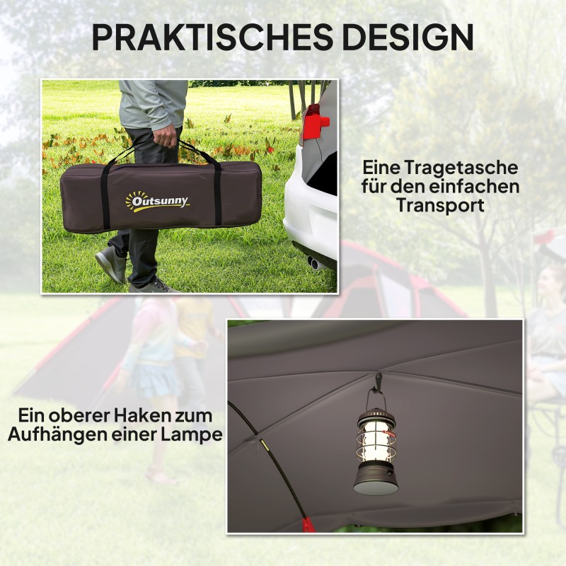 Tunneliteltta perheelle 4–6 hengelle, 3 huonetta, UPF 50+, 3000 mm, harmaa