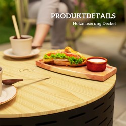 3-in-1 tulisija ulkokäyttöön, ruostumaton teräs, Ø60 x 39 cm, hiilenharmaa