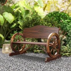 Kahden hengen puinen puutarhapenkki ulkokäyttöön, kuusipuu 110 cm, hiillytetty ruskea