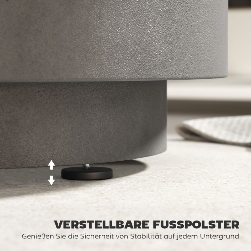 Ulkosivupöytä kylmäastialla 10 L, betoni ja ruostumaton teräs, Ø37,5 x 43,5 cm, vaaleanharmaa