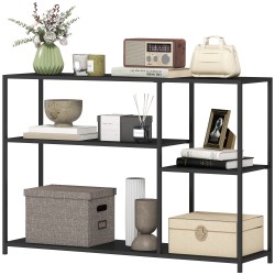 Konsolipöytä eteiseen ja olohuoneeseen 4 tasoa teräs 110 x 30 x 75 cm musta