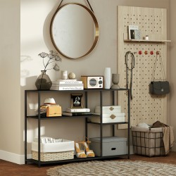 Konsolipöytä eteiseen ja olohuoneeseen, 4 tasoa, teräs, 110 x 30 x 75 cm, musta