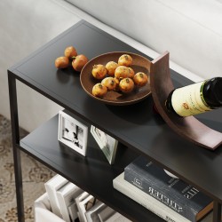 Konsolipöytä eteiseen ja olohuoneeseen, 4 tasoa, teräs, 110 x 30 x 75 cm, musta