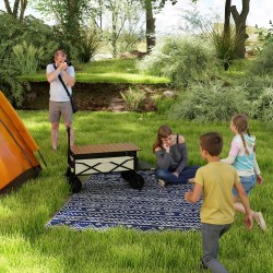 Ulkoma﻿tto ulkokäyttöön, säänkestävä polypropeeni 182 x 274 cm, kaksipuolinen sininen/valkoinen, boho-geometrinen