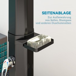 Aurinkosuihku puutarhaan 35 L, 360° säädettävä suihkupää, jalkasuihku ja sivutaso, musta