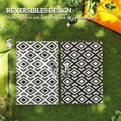 Ulkomatto boho-säänkestävä polypropeeni 182 x 274 cm musta valkoinen, taitettava kantolaukulla