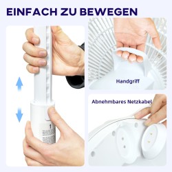 Lattiatuuletin DC-moottorilla, 3 tilaa, 12 nopeutta, ajastin, LED-näyttö, kaukosäädin, valkoinen