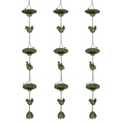 Sadevesiketju kolibrikoristeella 3 kpl setti metalli 123 cm vihreä