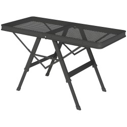 Campingtaso säädettävä retkipöytä alumiinia 90 x 40 cm metalliverkkokannella musta