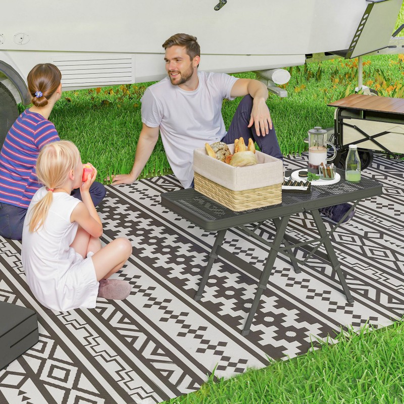 Campingtaso säädettävä retkipöytä alumiinia 90 x 40 cm metalliverkkokannella, musta