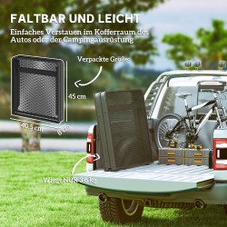 Campingtaso säädettävä retkipöytä alumiinia 90 x 40 cm metalliverkkokannella, musta