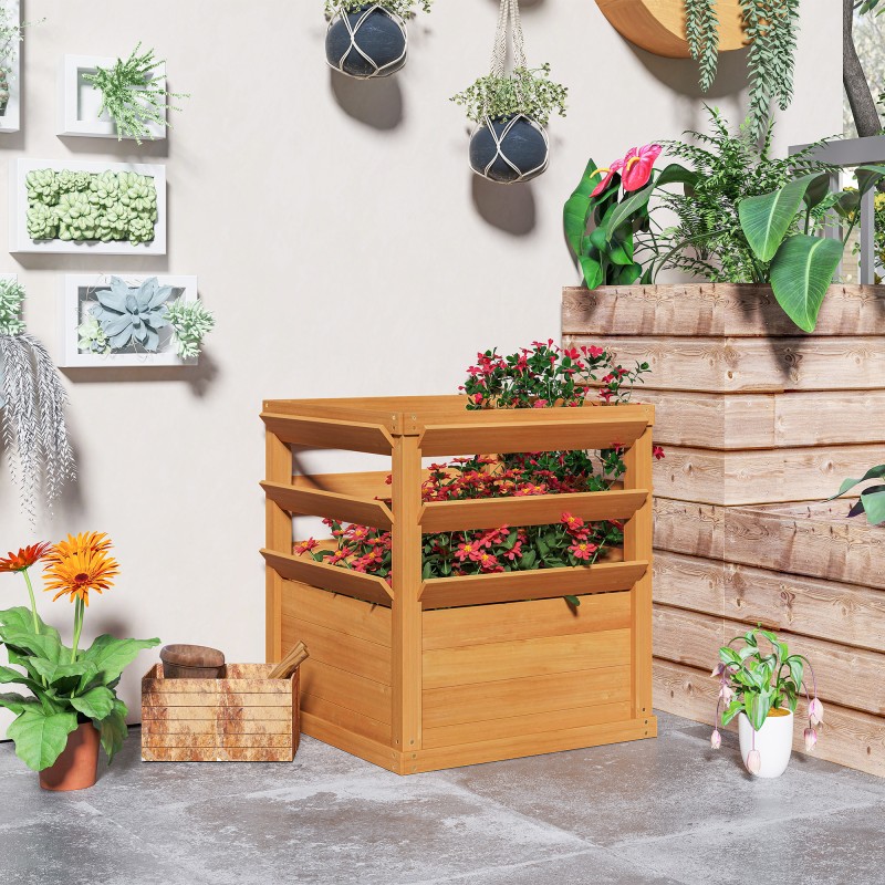 Viljelylaatikko säleiköllä ulkokäyttöön kuusipuuta 65 x 65 x 73 cm karamellinruskea