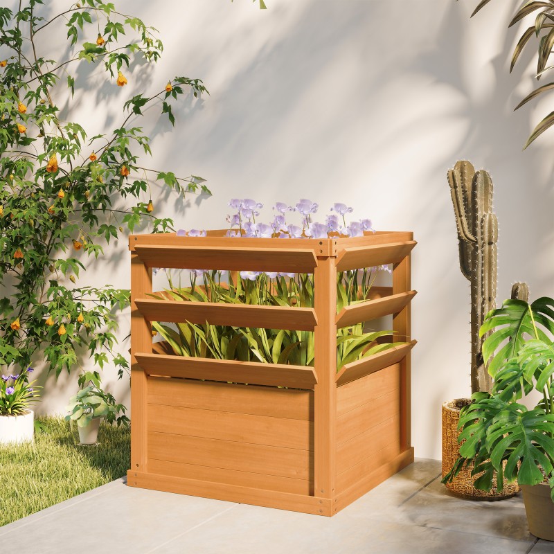 Viljelylaatikko säleiköllä ulkokäyttöön kuusipuuta 65 x 65 x 73 cm karamellinruskea